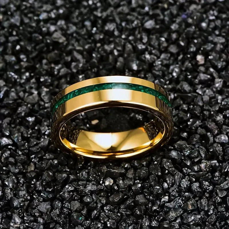 8mm Gold Stainless Steel Ring Three Groove Design Durable Band For Men And Women Everyday Jewel Simple Wedding