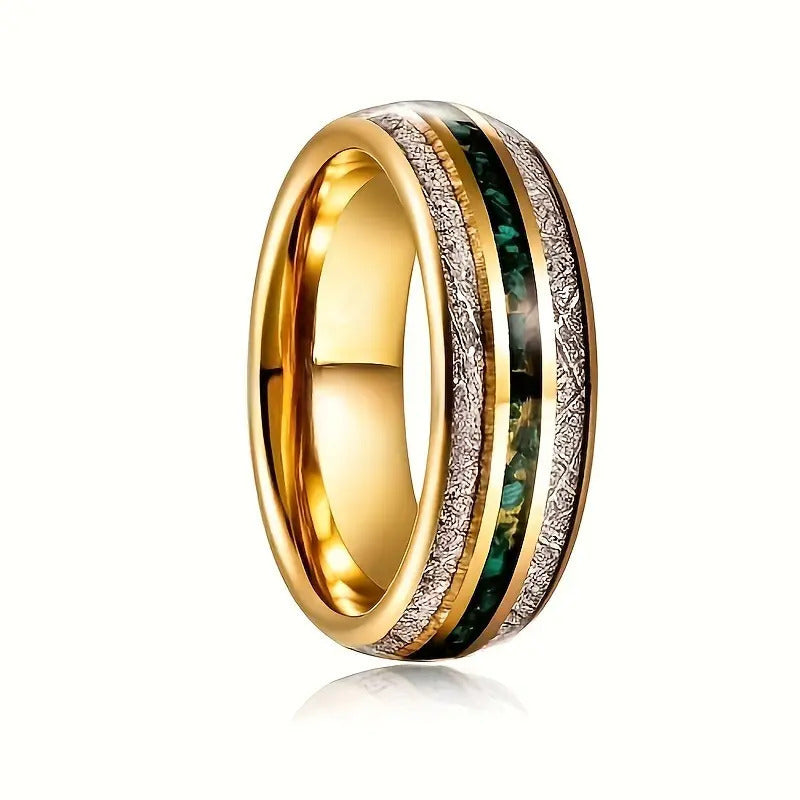 8mm Gold Stainless Steel Ring Three Groove Design Durable Band For Men And Women Everyday Jewel Simple Wedding