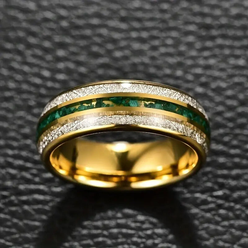 8mm Gold Stainless Steel Ring Three Groove Design Durable Band For Men And Women Everyday Jewel Simple Wedding