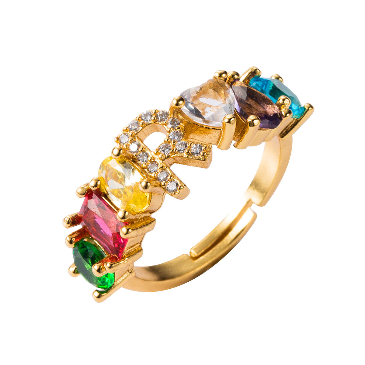 26 letters micro inlaid zircon letter ring