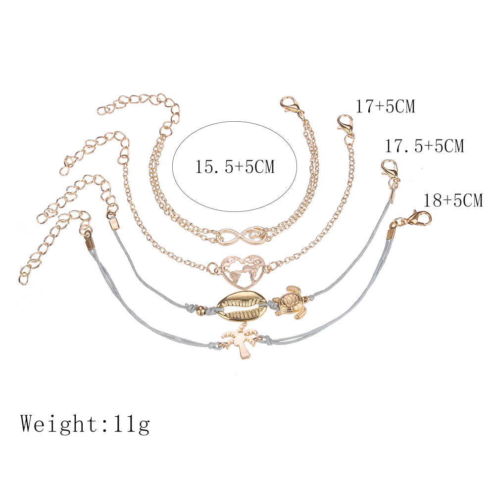 Womens Turtle Bracelet Set Electroplated Alloy Water Drop Gemstone Fashion Jewelry Individually Packed For Her