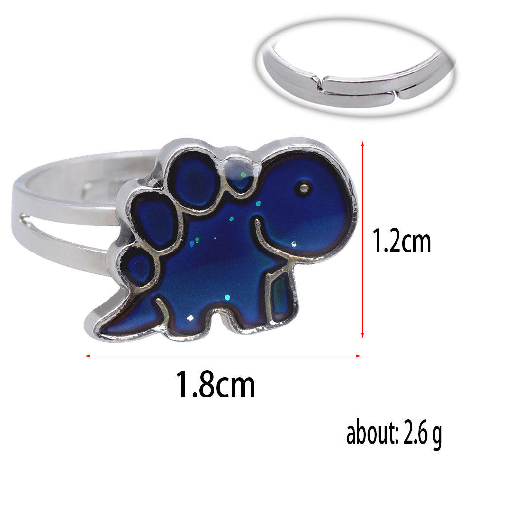 Color Changing Little Dinosaur Cartoon Ring Thermochromic Fashion Novelty Jewelry Gift For Women Girls Fashion