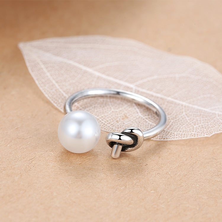 Geometric Pearl Index Finger Ring Copper Gold Plated With Zircon Lead Free Nickel Free ROHS Certified Allergy Safe