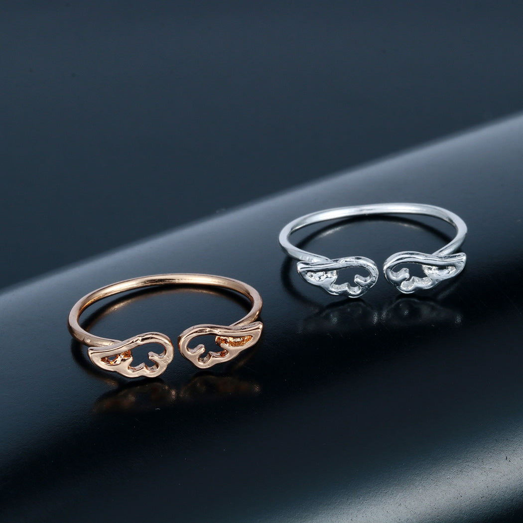 Adjustable Angel Wing Ring for Women and Girls Metal Animal Zodiac Ring Electroplated Natural Opening Ring Individually