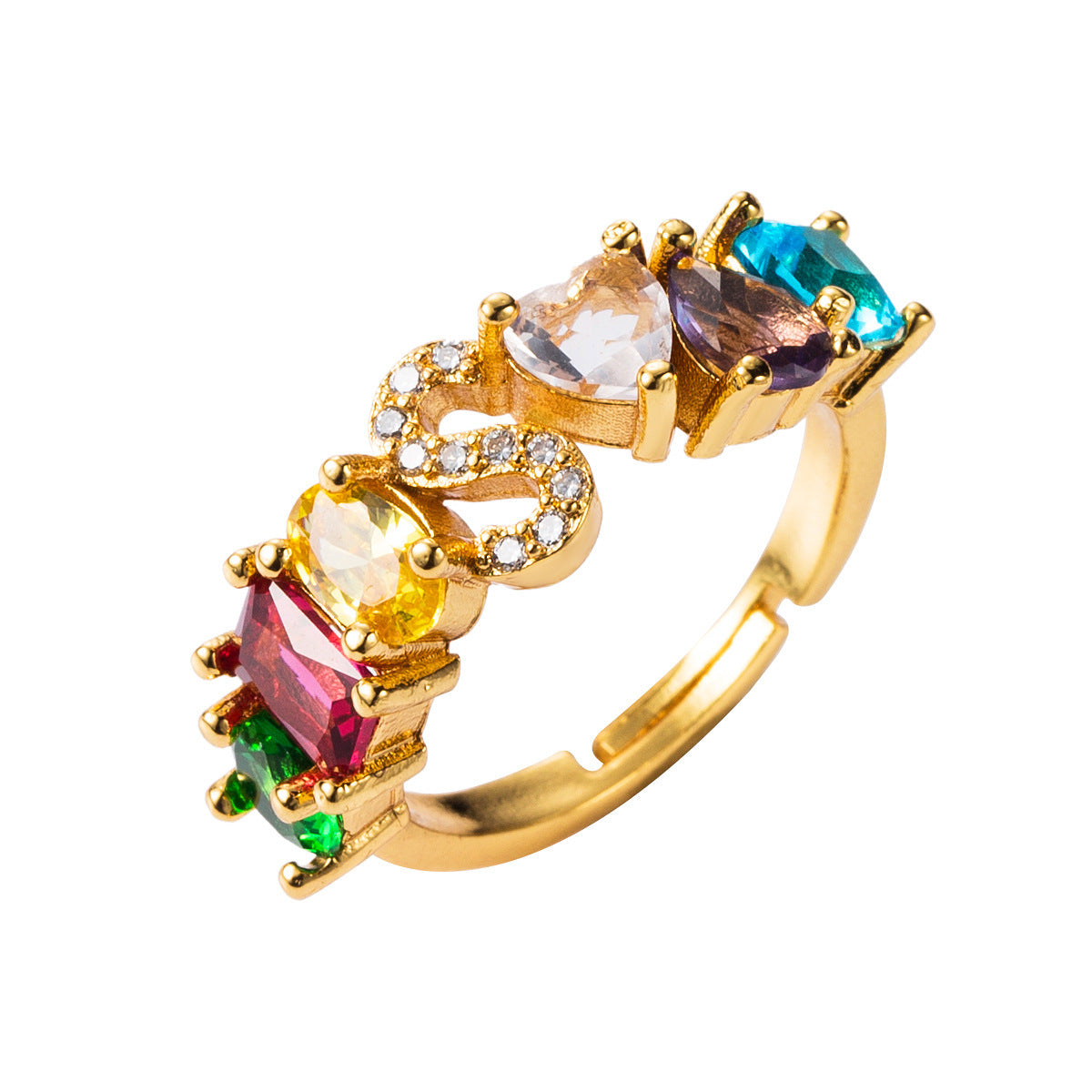 26 letters micro inlaid zircon letter ring