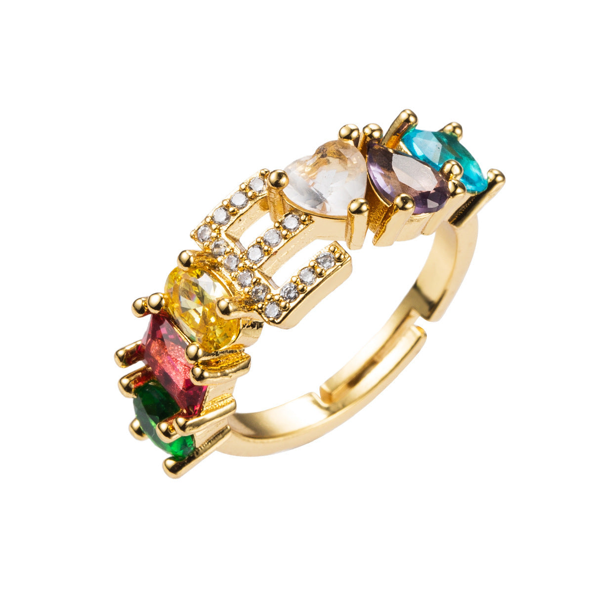 26 letters micro inlaid zircon letter ring