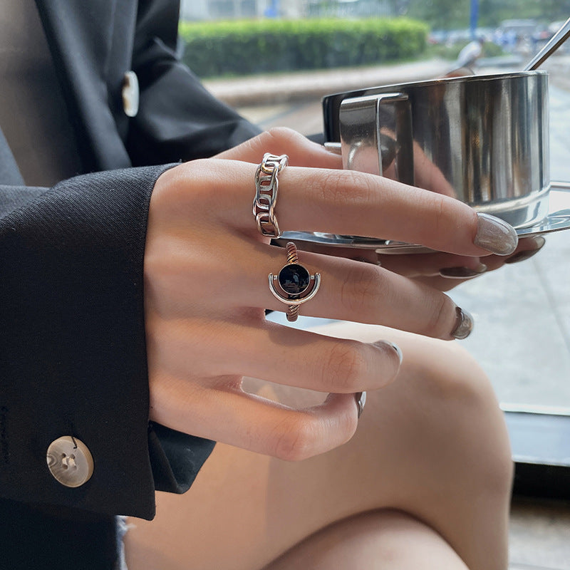 Womens Silver Plated Ring Adjustable Vintage Geometric Knuckle Ring Fashion Jewelry For Women Elegant Everyday Chic