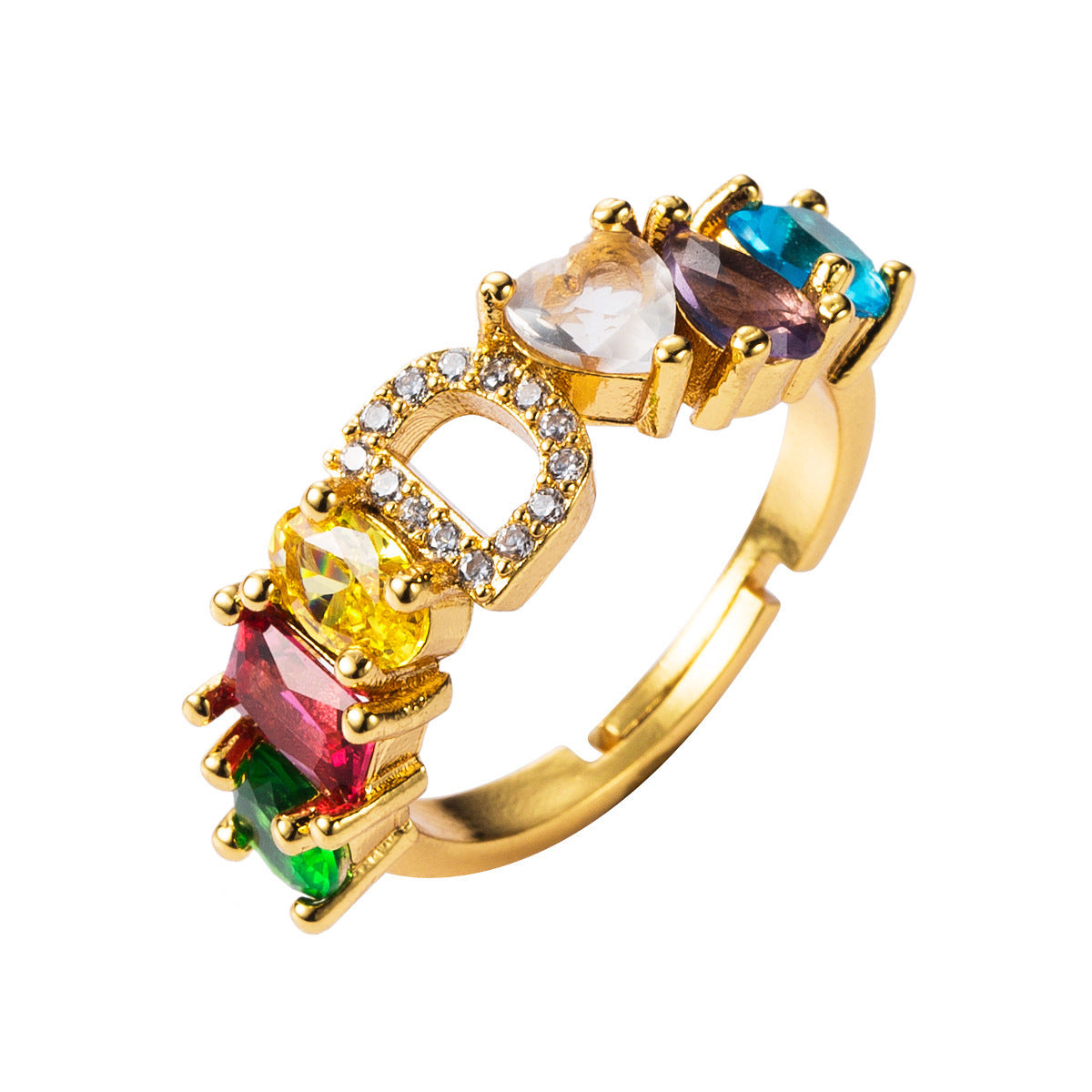 26 letters micro inlaid zircon letter ring
