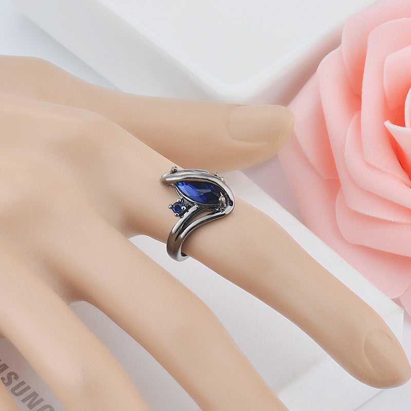 Womens Copper Ring With Gold Plated Inlay Geometric Horse Eye Design Ring With Zircon Accents For Trades Fairs