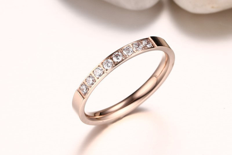 Womens Stainless Steel Zircon Ring 3MM Dainty Stackable Band Elegant Durable Everyday Jewelry Gift For You All