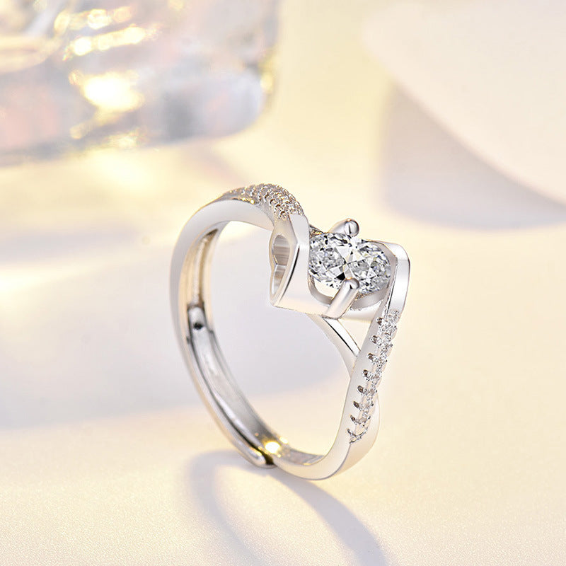 Women Adjustable Copper Gold Plated Ring With Artificial Gemstones Geometric Design Jewelry Elegant Gift For Women