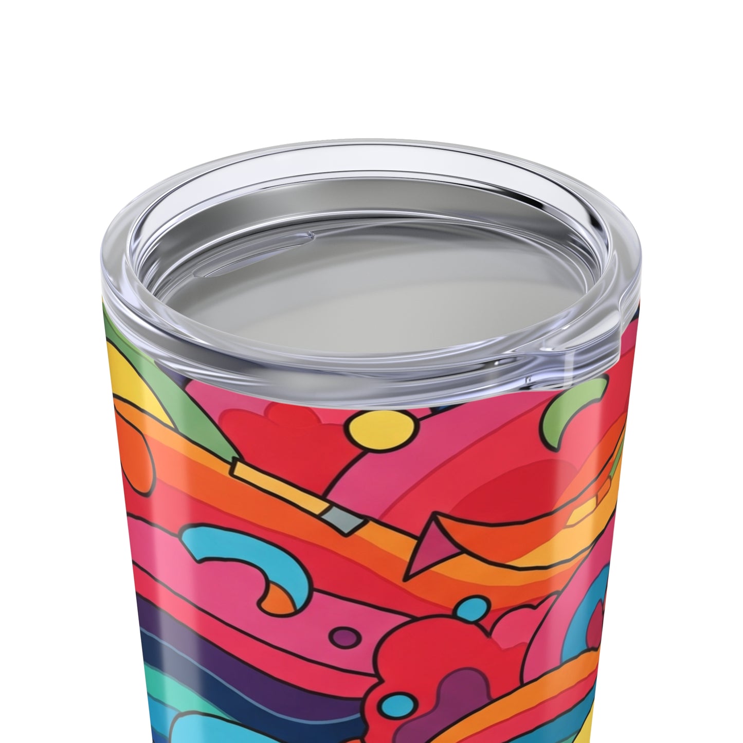 20 Ounce Stainless Steel Tumbler With Printed Design Double Wall Vacuum Insulation Spill Resistant Thermal Coffee