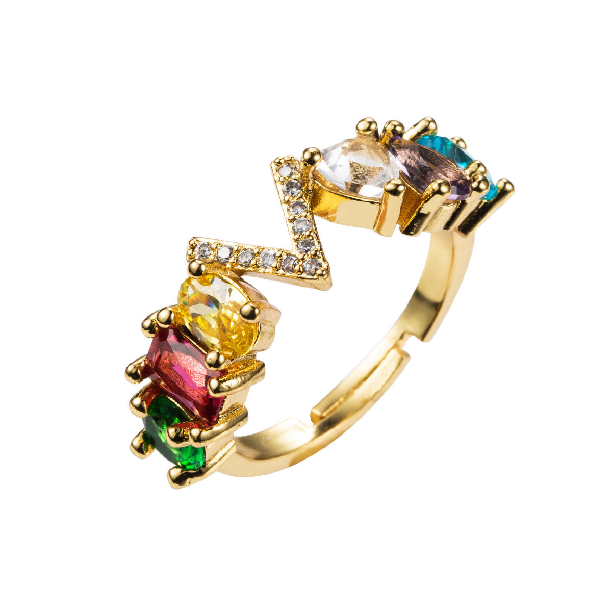26 letters micro inlaid zircon letter ring