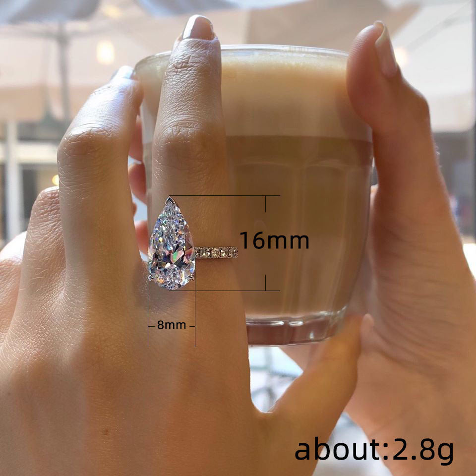 Womens Micro Zircon Drop Shaped Ring For Wedding Engagement Jewelry Fashion Anniversary Promise Jewelry For Me