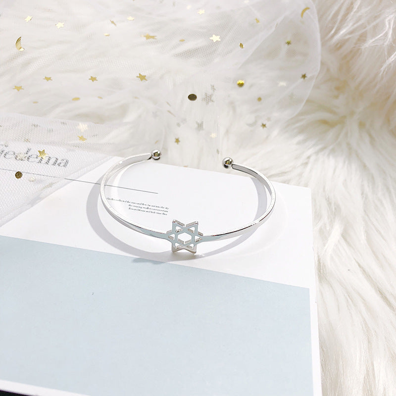 Womens Star Bracelets Plated Alloy Six Pointed Star Bangle Jewelry Charm Bracelet Fashion Everyday Accessories