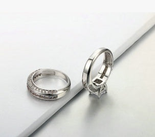 Womens Zircon Square Ring Platinum Plated Durable Geometric Fashion Elegant Anniversary Promise Ring For Everyday Wear