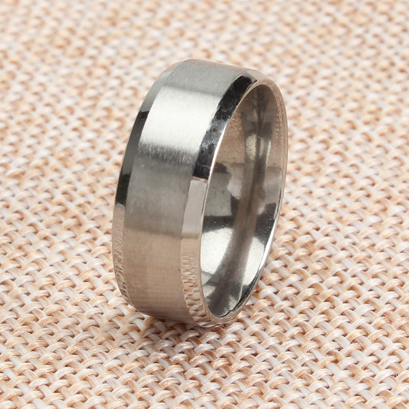 Timeless Titanium Steel Ring Brushed Beveled Wide Faces Vacuum Plated Finish Simple Band Inner Wall Curvatures