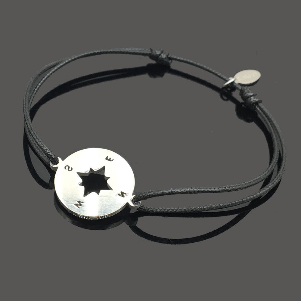 Womens Stainless Steel Compass Charm Bracelet Polished Wish Bracelet 18mm Length Durable Fashion Jewelry Accessory