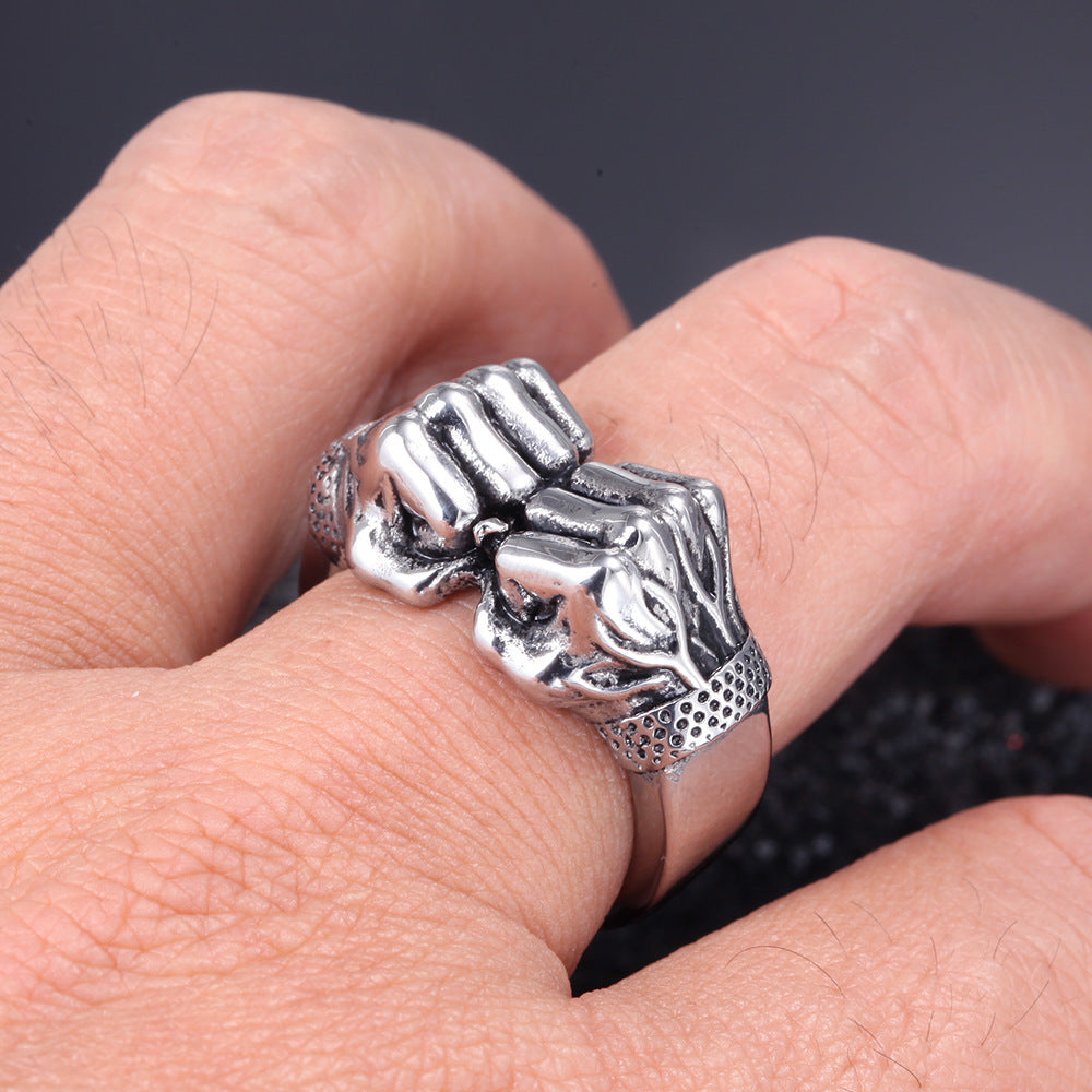 Mens Stainless Steel Geometric Knuckle Ring Handmade Jewelry
