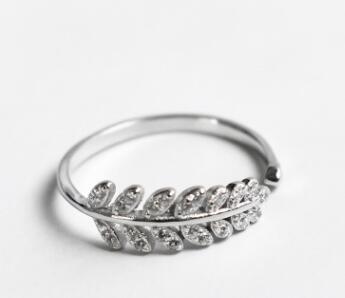 Sterling Silver Leaf Ring Adjustable Open 925 Jewelry