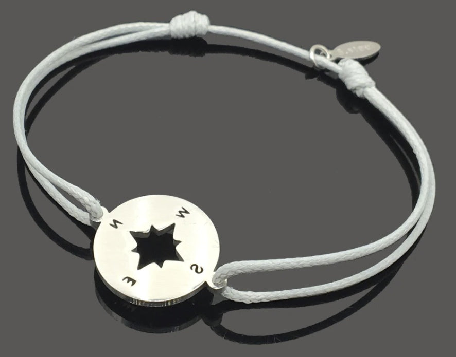 Womens Stainless Steel Compass Charm Bracelet Polished Wish Bracelet 18mm Length Durable Fashion Jewelry Accessory