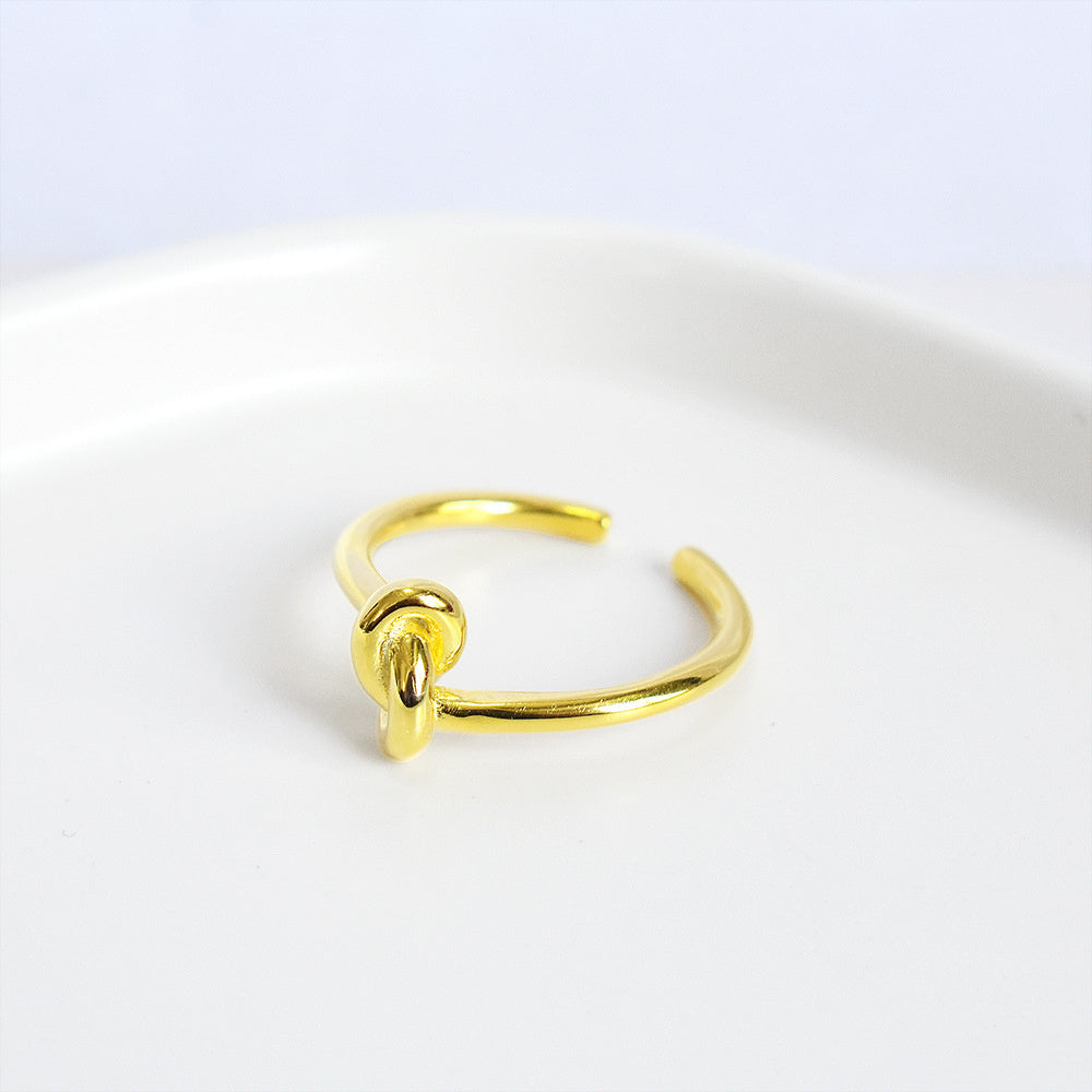 Knot Line Ring S925 Sterling Silver Adjustable Fashion Ring For Women Knot Style For Everyday Wear And Look Up