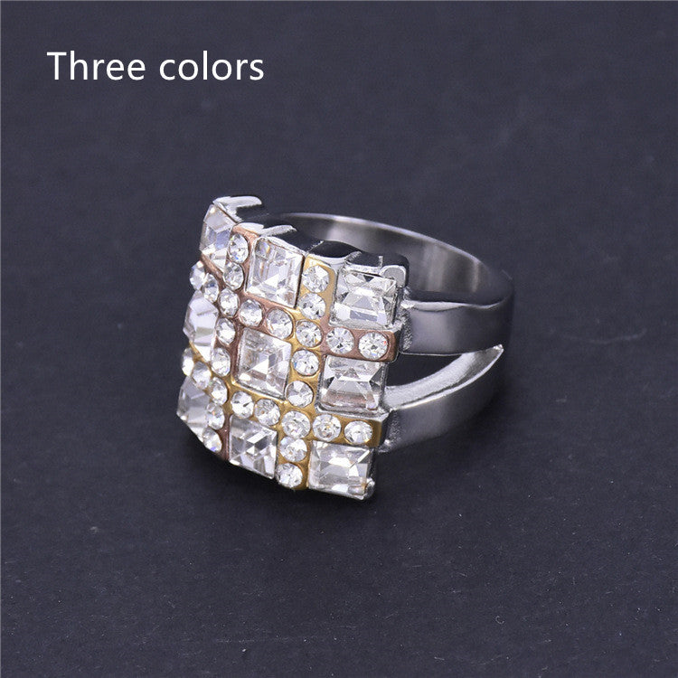Womens Ring Stainless Steel Geometry Ring Electroplated Ring Fashion Jewelry Ring Steel Color Ring Gold Ring and Three Colors Ring for Women