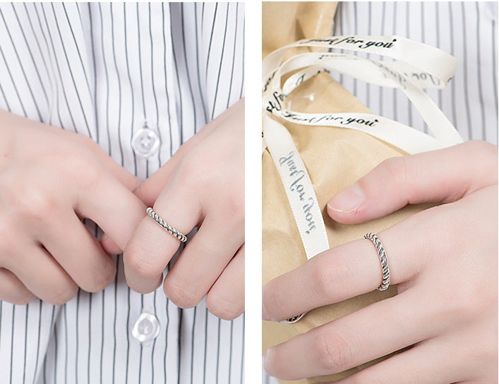 Woven Twist Ring Adjustable Band Vintage Style Knuckle Ring Stacking Jewelry for Women with Adjustable Band Size