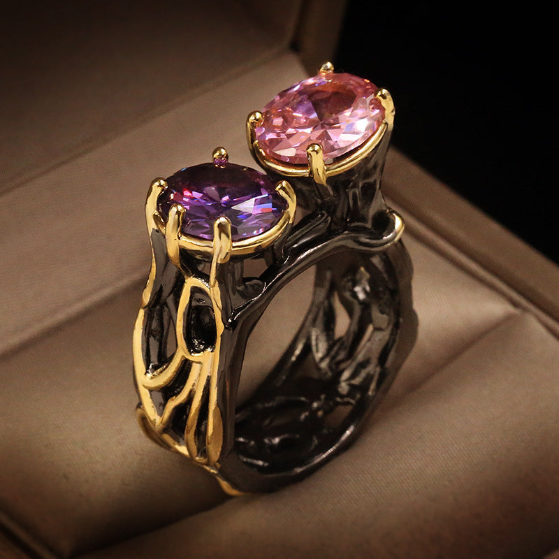 Gold Plated Zircon Ring for Women Elegant Jewelry Gift
