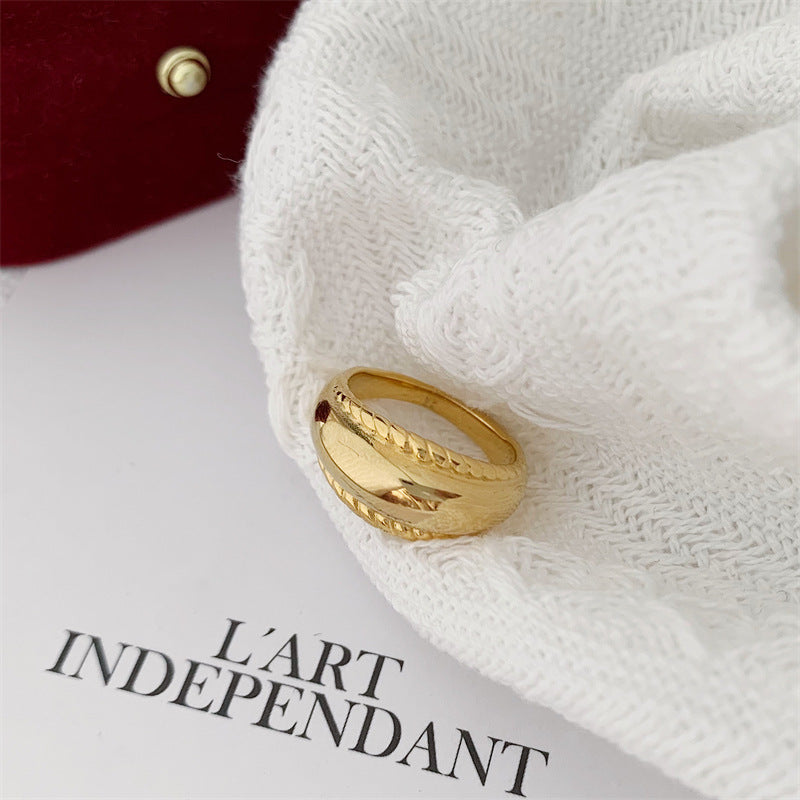 Womens Twist Ring Arc Ring Retro Ring European Ring American Ring Fashion Ring Cool Ring Design Ring Titanium Steel Ring Geometry Ring Gift for Her