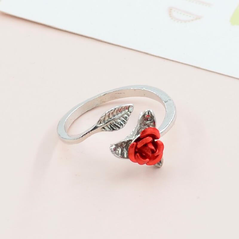 Adjustable Rose Flower Ring Geometric Alloy Ring Electroplated Finish Individually Packed Keepsake Gift Travel