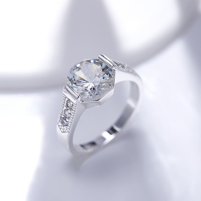 Zircon White Copper Ring With Geometric Shape Zircon White Copper Ring With Geometric Shape Zircon White Copper Ring