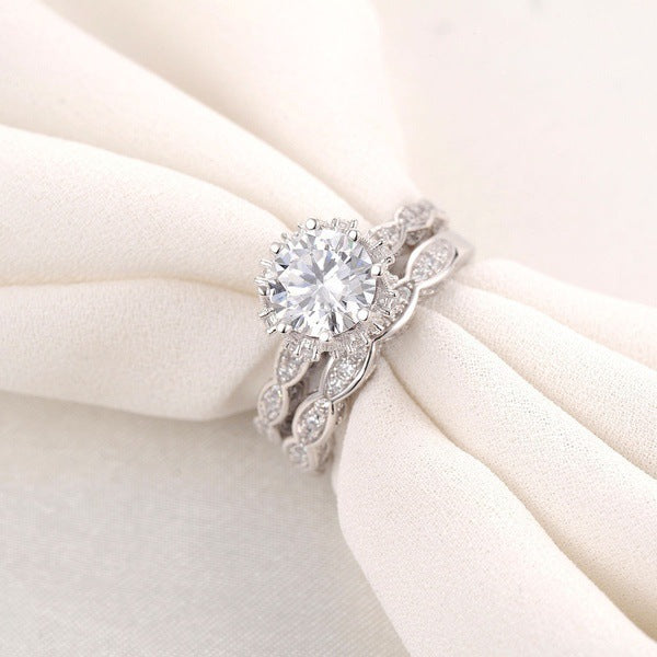 Womens Zircon Ring Dainty Sparkling Alloy Electroplated For Engagement Wedding Daily Wear Gift For Modern Style