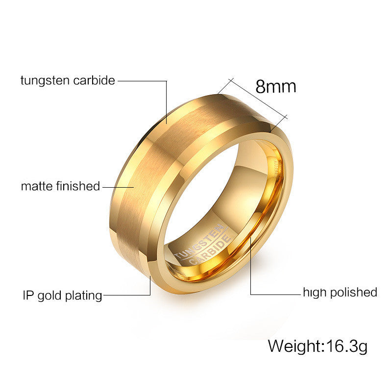 8mm Brushed Tungsten Steel Ring Band Electroplated For Men And Women Wedding Promise Jewelry Durable Scratch Resistant