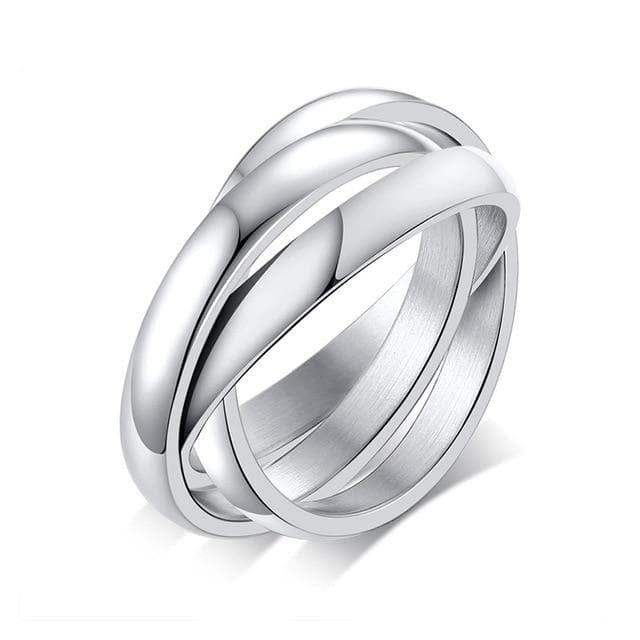 Tricolor Titanium Steel Ring Geometric Design For Unisex Elegant European American Style Electroplated Finish Shine