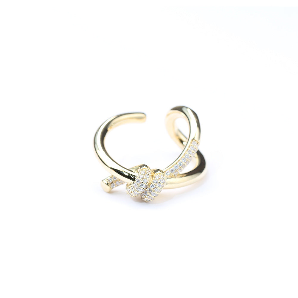 Adjustable Gold Plated Copper Ring For Women Open Band