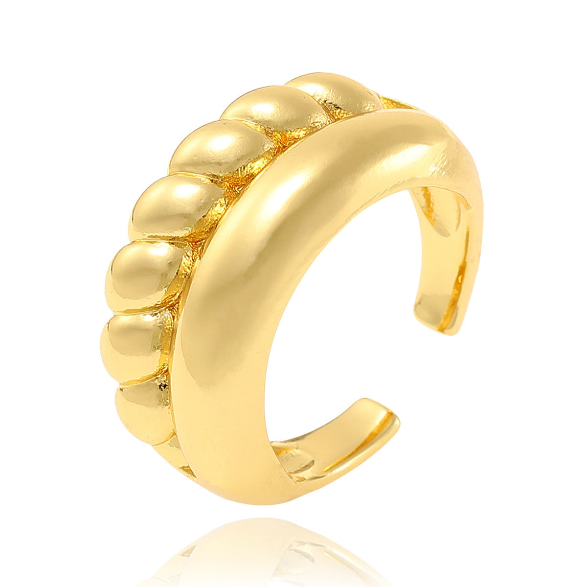 Adjustable Copper Ring 18K Gold Plated Geometric Round Design Jewelry Gift For Her Elegant Ring Everyday Charm