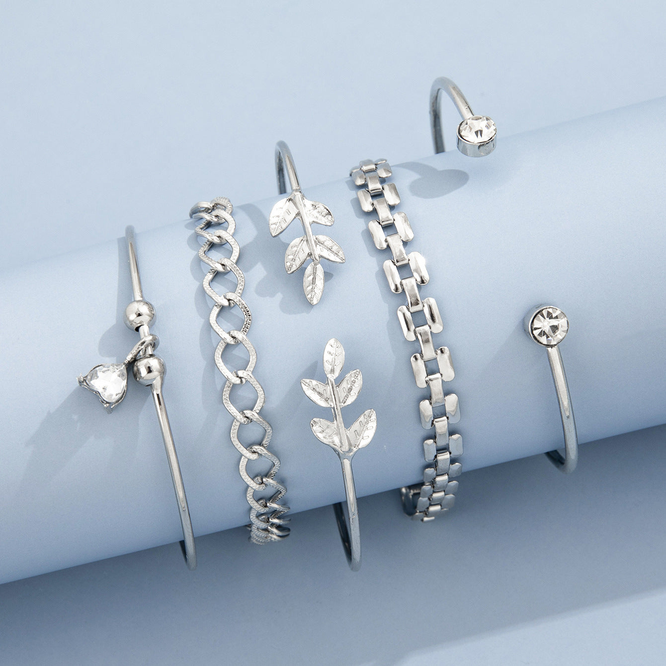 Bracelet Set for Women Rhinestone Beaded 5 Piece Jewelry