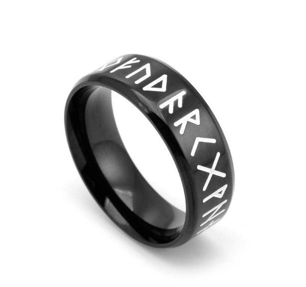 Rust Steel Jewelry Mens Viking Digital Ring For Men Sizes 7 8 9 10 11 Accessory Black Silver Finish Durable Comfortable
