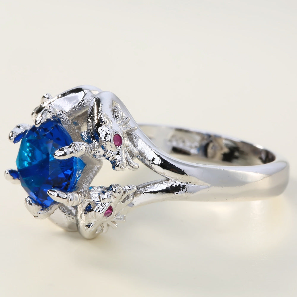 Copper Inlaid Zircon Ring Unisex European And American Style Size 6 7 8 9 10 Gold Plated Gem Stone For Fashion