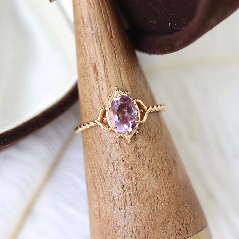 Amethyst Water Drop Copper Ring For Women Elegant Gift