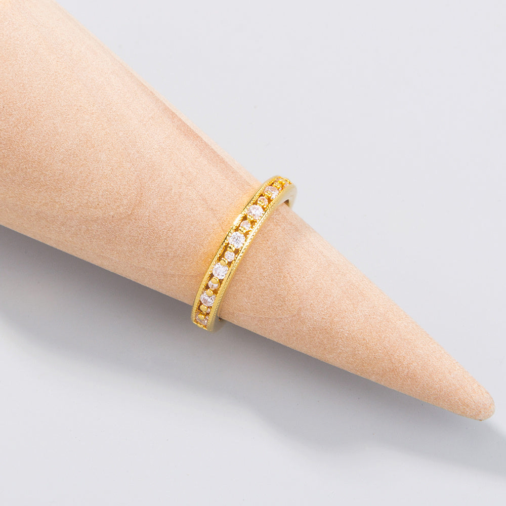 Adjustable Copper Zircon Ring Electroplated Micro Inlaid Design Jewelry for Women Trend Everyday Wear Style Now