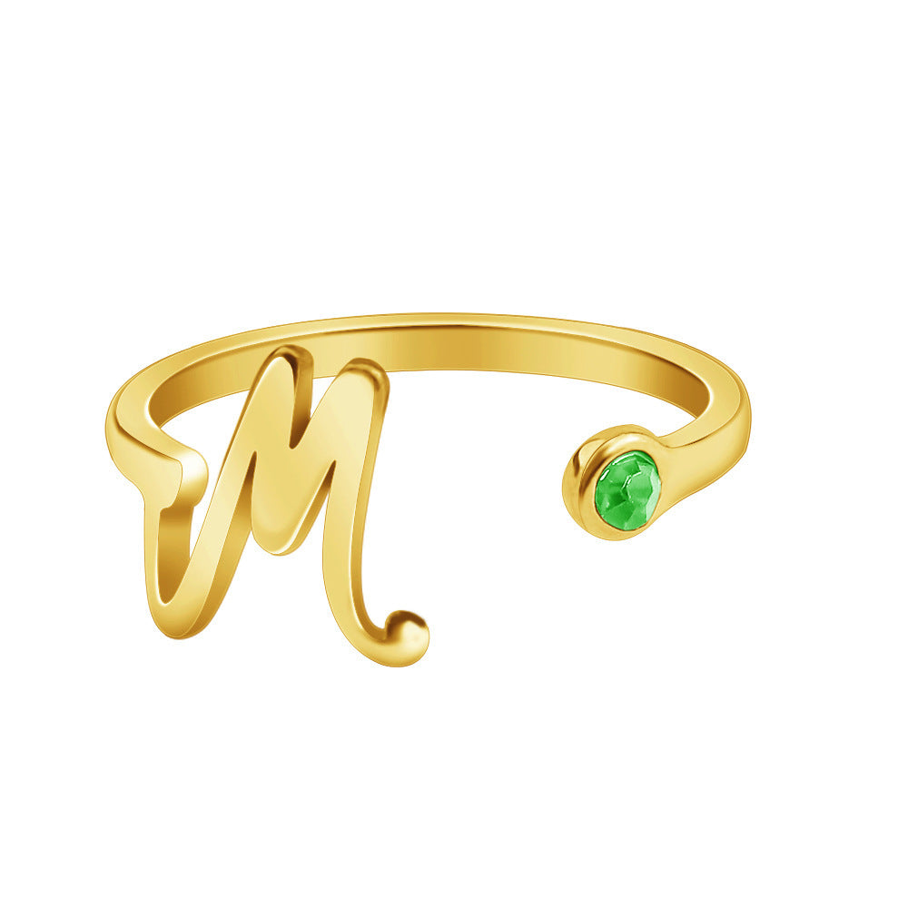 Womens Stainless Steel Initial Letter Ring With Diamond Accent Personalized Fashion Jewelry In Many Colors Now