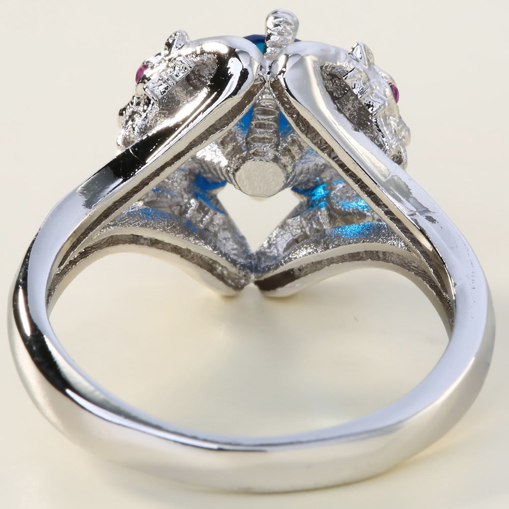 Copper Inlaid Zircon Ring Unisex European And American Style Size 6 7 8 9 10 Gold Plated Gem Stone For Fashion