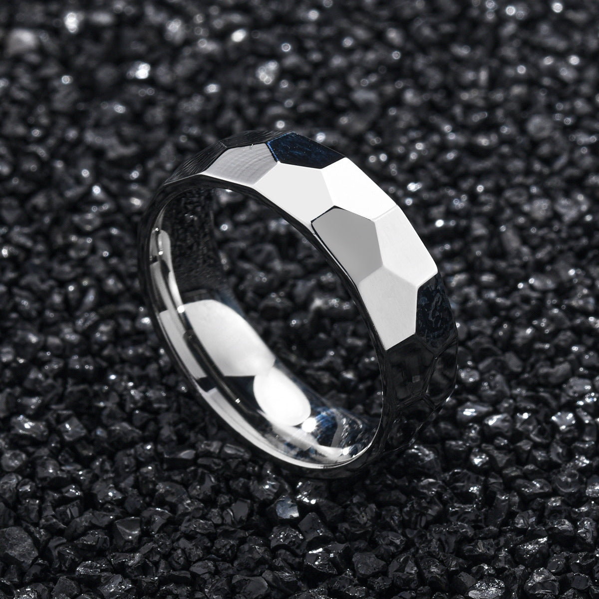 Unisex Titanium Ring Irregular Polished Wave Design Fashion Jewelry Ring For Men And Women Band Gift And Pearl