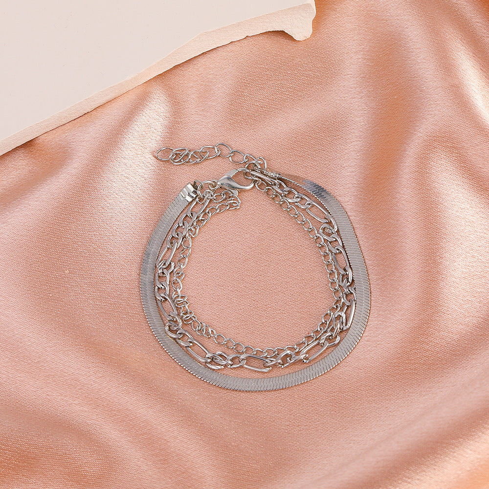 Womens Retro Multilayer Snake Bone Bracelet Punk Geometric Electroplated Fashion Jewelry Trend Metal Alloy Bracelet