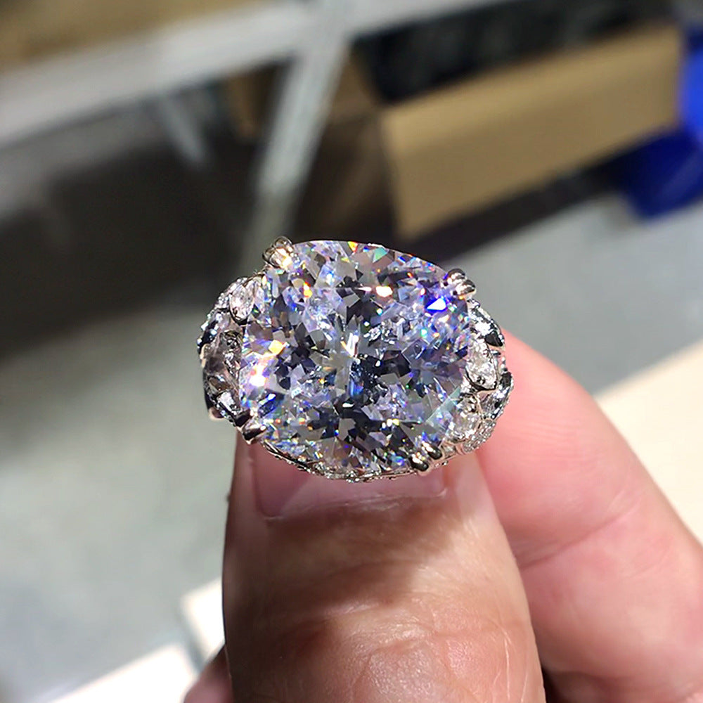 Womens Zircon Ring Gold Plated Copper Fashion Jewelry Colorful Pattern Artificial Gemstone Elegant Gift For Her