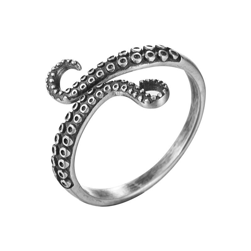 Womens Octopus Rings Adjust Open Antique Finish Alloy Fashion Ring Animal Modeling Personality Creativity Cell