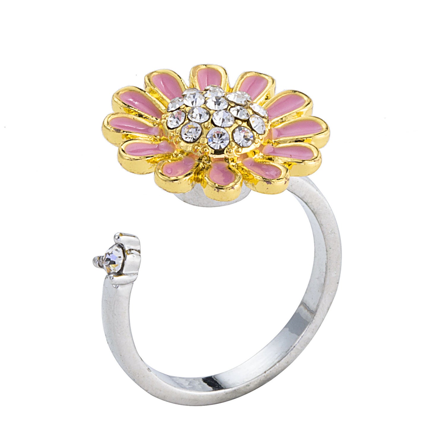 Womens Rotating Flower Ring Alloy Geometric Modern Design Elegant Accessory For Everyday And Special Occasions