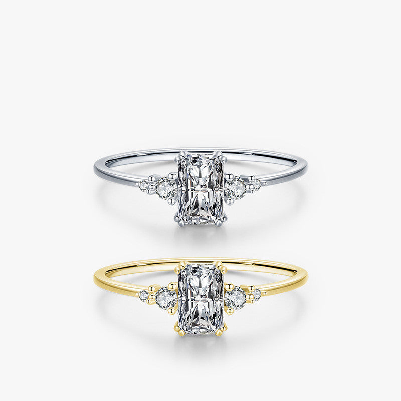 Womens S925 Silver Ring 1 Carat Zircon Classic Cut Engagement Promise Ring for Her Anniversary Gift For Special Occasion